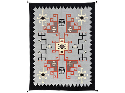 Tribal & Geometric hand-knotted wool rug in Gray & Black, 8'2" x 9'10" — SKU O01731