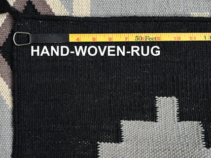 Tribal & Geometric hand-knotted wool rug in Gray & Black, 8'2" x 9'10" — SKU O01731 (view 6)