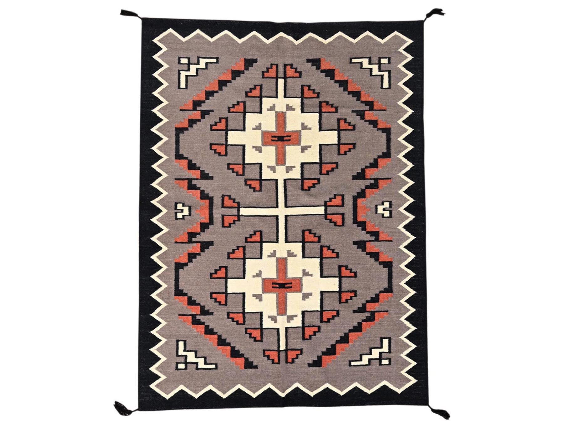 Brown 5'2" x 6'10" Tribal & Geometric Hand woven Wool Rug - Sku: O01732