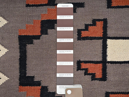 Brown 5'2" x 6'10" Tribal & Geometric Hand woven Wool Rug - Sku: O01732