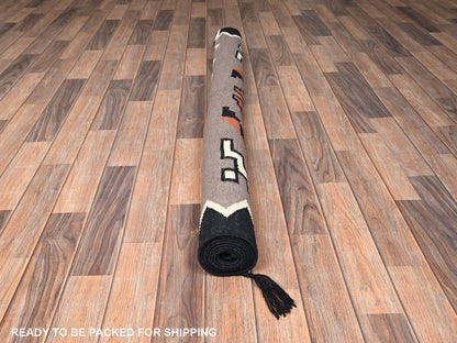 Brown 5'2" x 6'10" Tribal & Geometric Hand woven Wool Rug - Sku: O01732