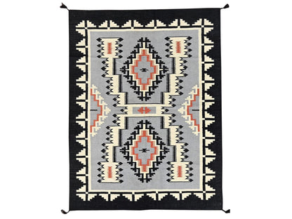 Tribal & Geometric hand-knotted wool rug in Gray & Black, 5'3" x 6'11" — SKU O01736