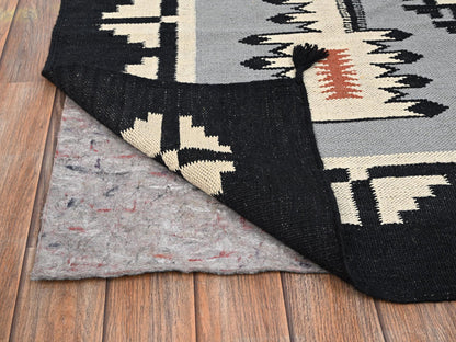 Tribal & Geometric hand-knotted wool rug in Gray & Black, 5'3" x 6'11" — SKU O01736 (view 3)