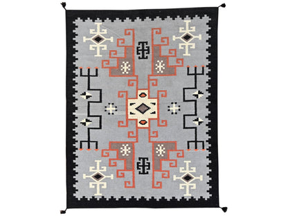 Tribal & Geometric hand-knotted wool rug in Gray & Black, 5'3" x 6'11" — SKU O01737