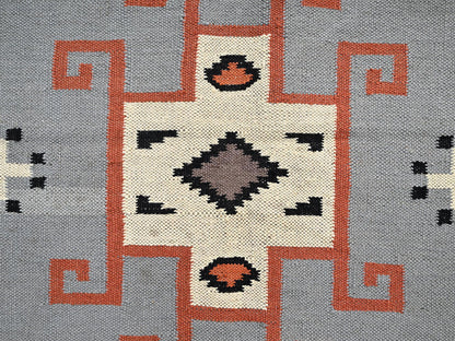 Grey 5'3" x 6'11" Tribal & Geometric Hand woven Wool Rug - Sku: O01737