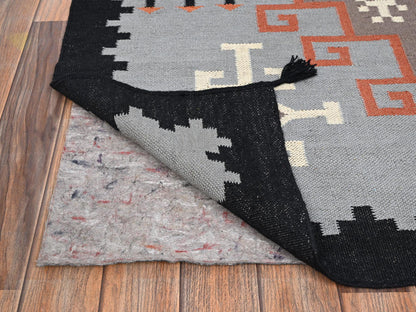 Tribal & Geometric hand-knotted wool rug in Gray & Black, 5'3" x 6'11" — SKU O01737 (view 3)
