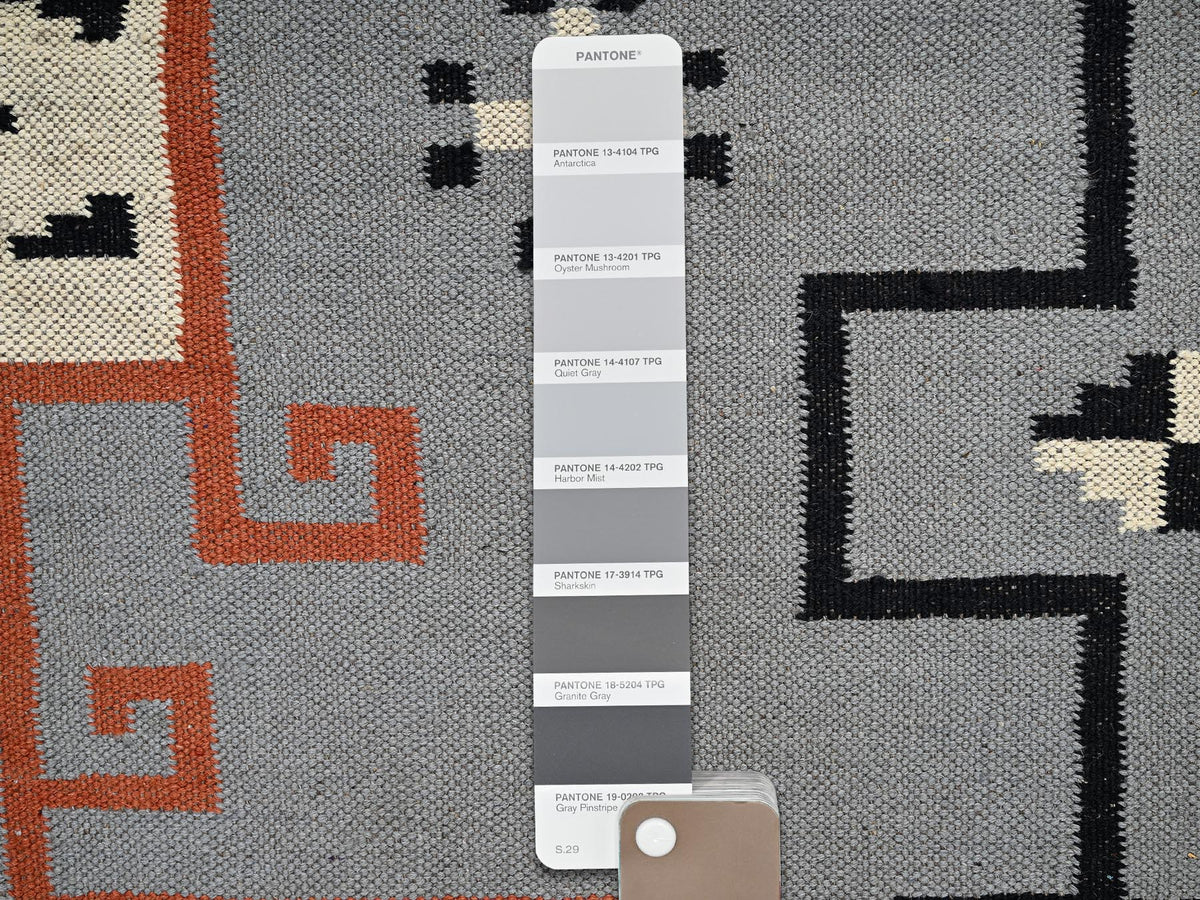 Tribal & Geometric hand-knotted wool rug in Gray & Black, 5'3" x 6'11" — SKU O01737 (view 4)
