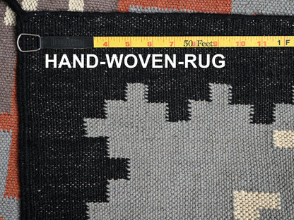 Tribal & Geometric hand-knotted wool rug in Gray & Black, 5'3" x 6'11" — SKU O01737 (view 6)