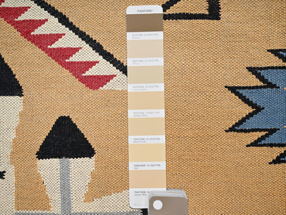 Brown 10'2" x 13'9" Tribal & Geometric Hand woven Wool Rug - Sku: O01738
