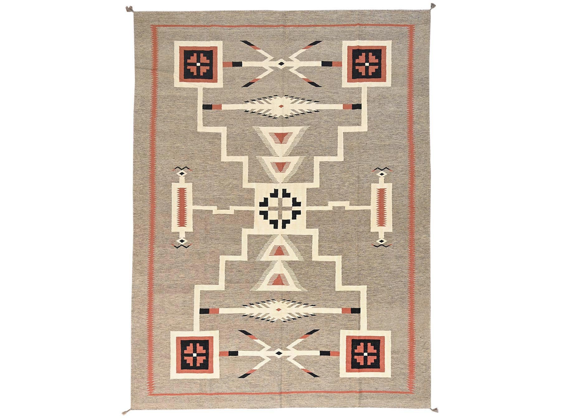 Brown 10'2" x 13'10" Tribal & Geometric Hand woven Wool Rug - Sku: O01740