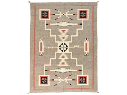 Brown 10'2" x 13'10" Tribal & Geometric Hand woven Wool Rug - Sku: O01740