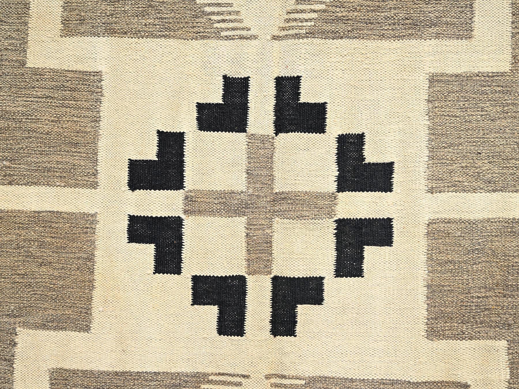 Brown 10'2" x 13'10" Tribal & Geometric Hand woven Wool Rug - Sku: O01740