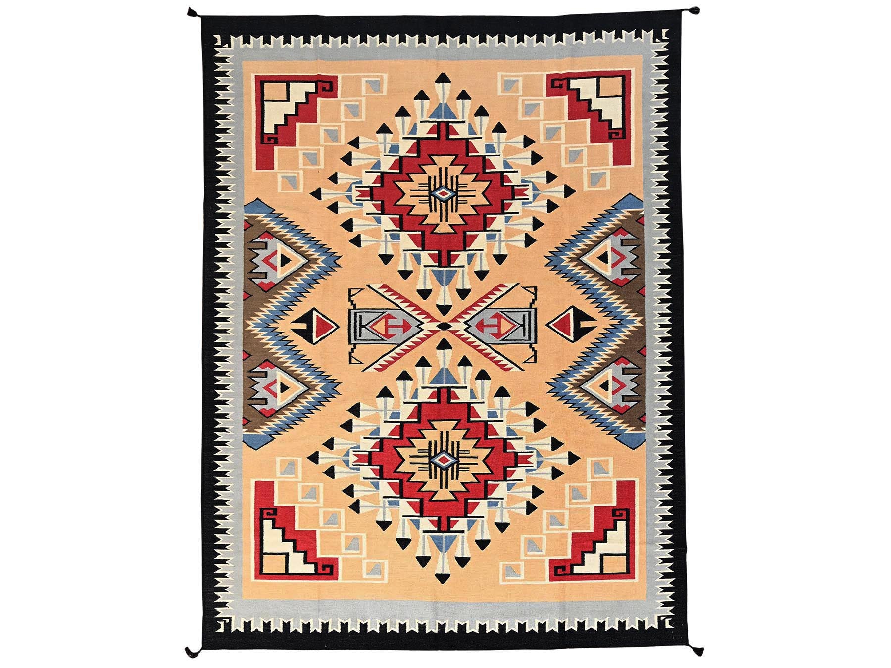 Tribal & Geometric hand-knotted wool rug in Orange & Black, 9'2" x 11'11" — SKU O01741