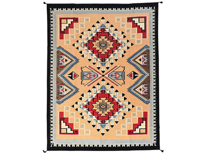 Tribal & Geometric hand-knotted wool rug in Orange & Black, 9'2" x 11'11" — SKU O01741