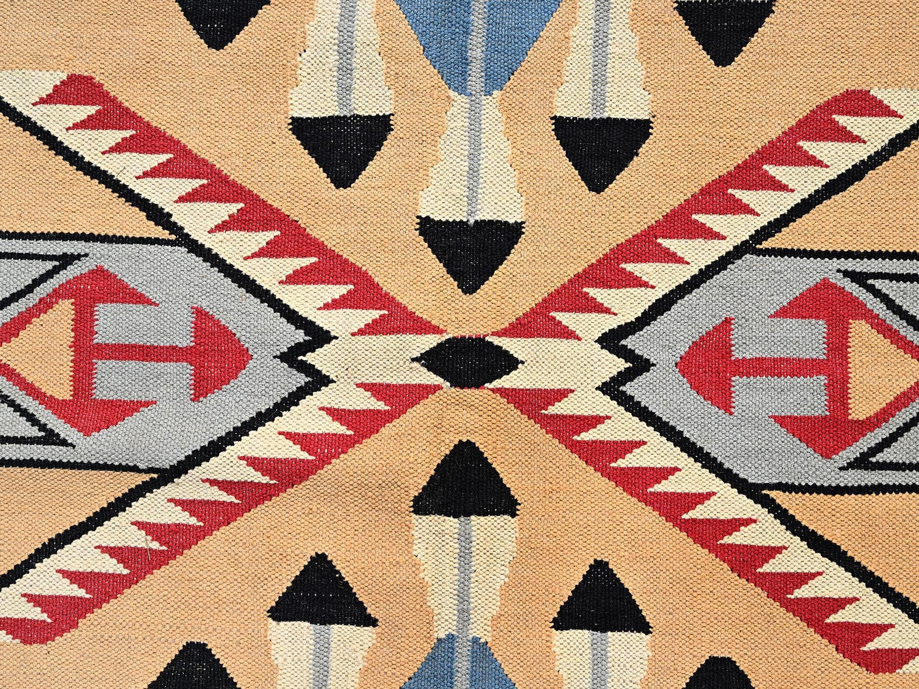 Tribal & Geometric hand-knotted wool rug in Orange & Black, 9'2" x 11'11" — SKU O01741 (view 2)