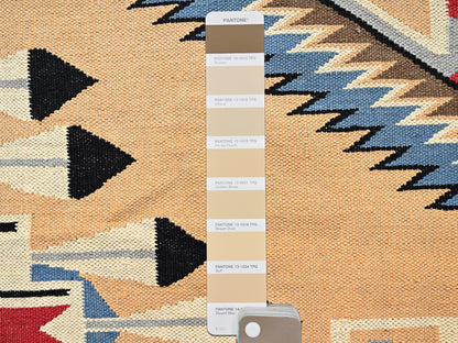 Tribal & Geometric hand-knotted wool rug in Orange & Black, 9'2" x 11'11" — SKU O01741 (view 4)