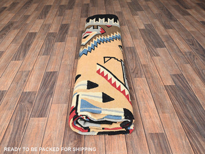 Tribal & Geometric hand-knotted wool rug in Orange & Black, 9'2" x 11'11" — SKU O01741 (view 5)