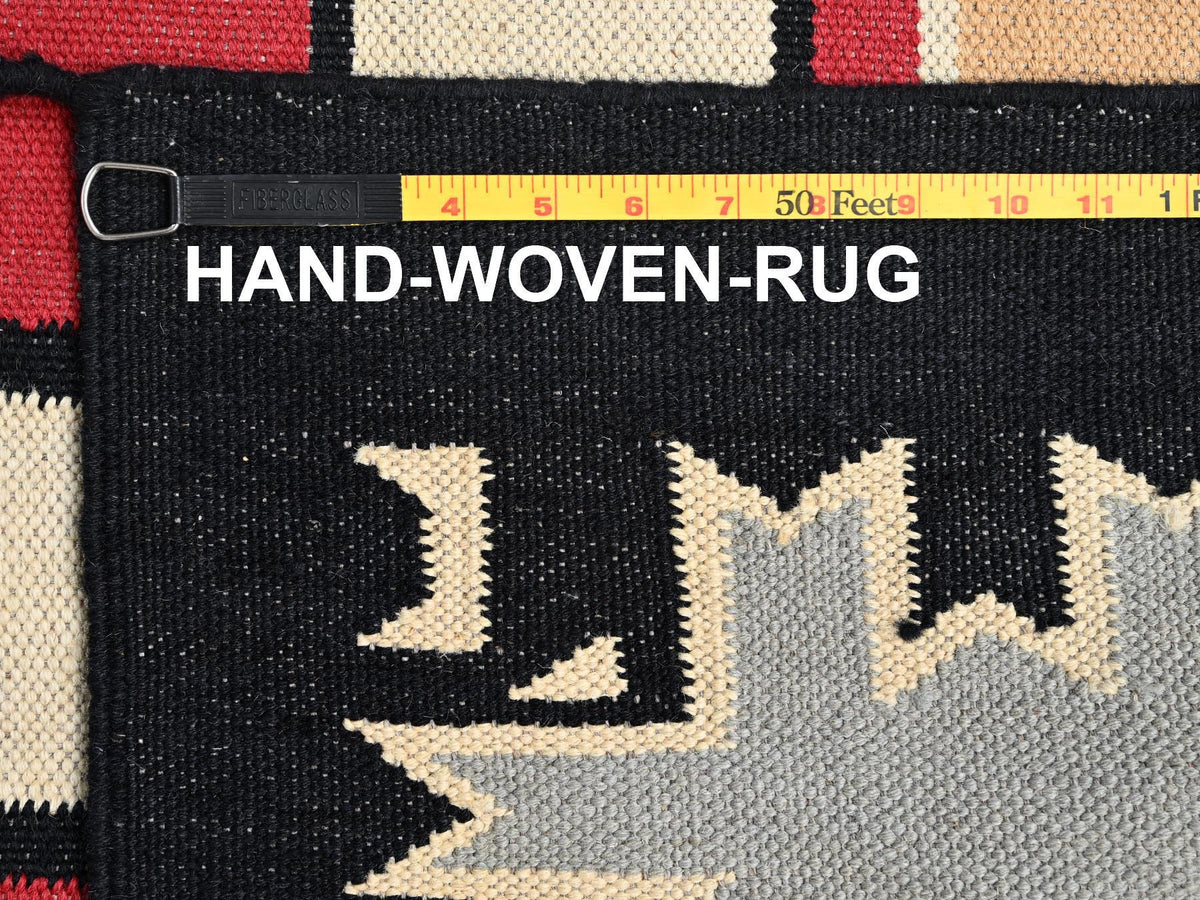 Tribal & Geometric hand-knotted wool rug in Orange & Black, 9'2" x 11'11" — SKU O01741 (view 6)