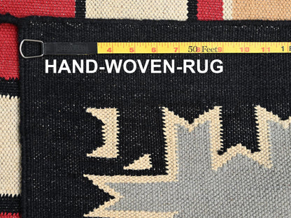 Tribal & Geometric hand-knotted wool rug in Orange & Black, 9'2" x 11'11" — SKU O01741 (view 6)