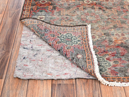 Brown 2'6" x 9'7" Vintage Hand knotted Wool Rug - Sku: O01744
