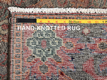 Brown 2'6" x 9'7" Vintage Hand knotted Wool Rug - Sku: O01744