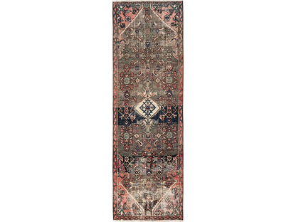 Brown 2'8" x 8'9" Vintage Hand knotted Wool Rug - Sku: O01746