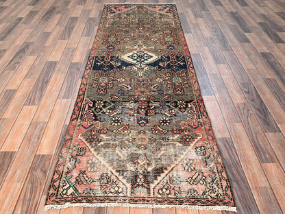 Brown 2'8" x 8'9" Vintage Hand knotted Wool Rug - Sku: O01746