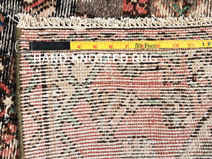 Brown 2'8" x 8'9" Vintage Hand knotted Wool Rug - Sku: O01746