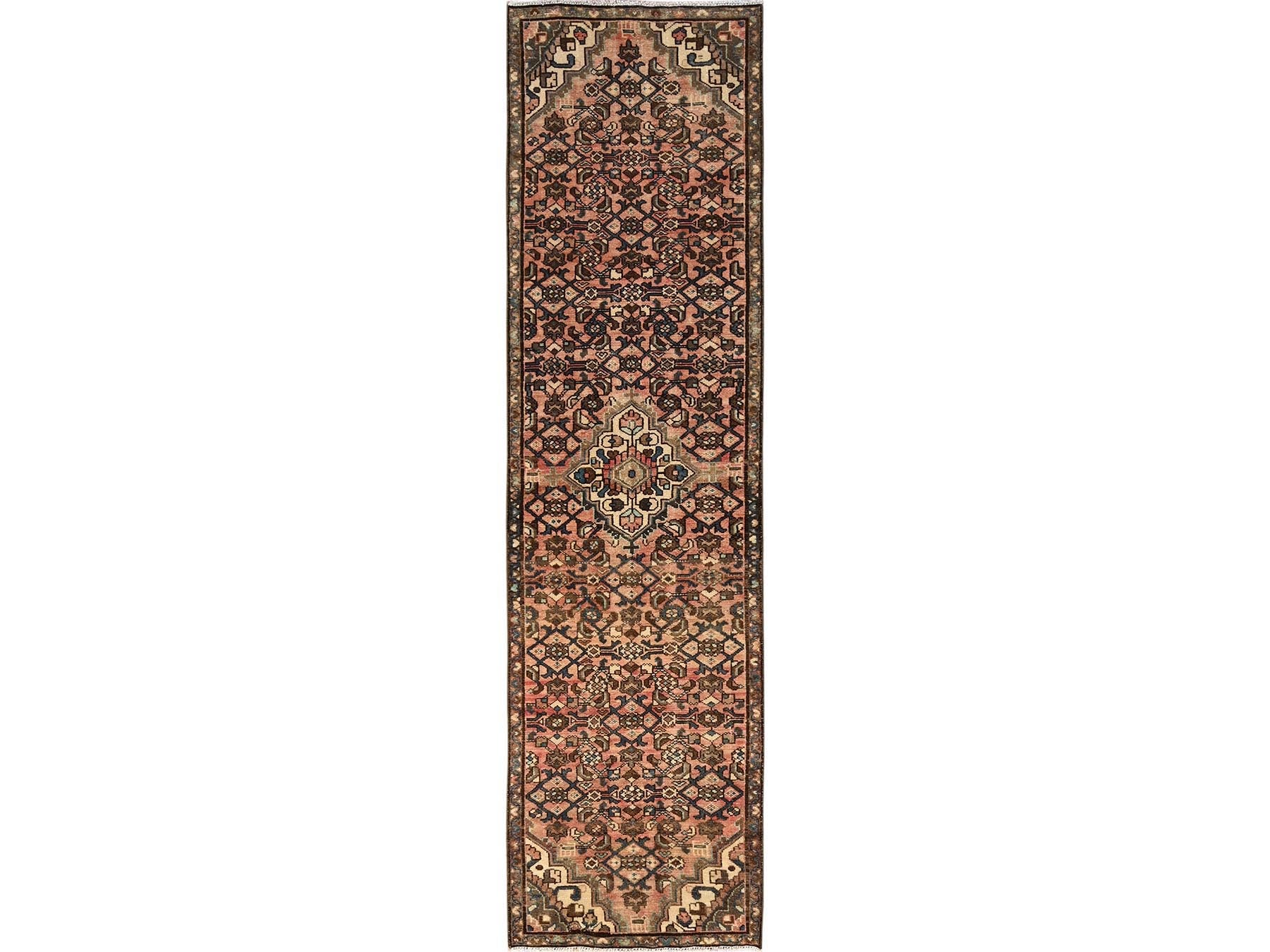 Pink 2'7" x 10'3" Vintage Hand knotted Wool Rug - Sku: O01747