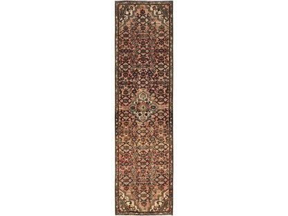 Vintage hand-knotted wool runner in Pink & Brown, 2'7" x 10'3" — SKU O01747