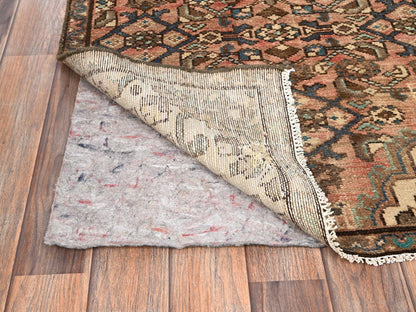 Vintage hand-knotted wool runner in Pink & Brown, 2'7" x 10'3" — SKU O01747 (view 3)
