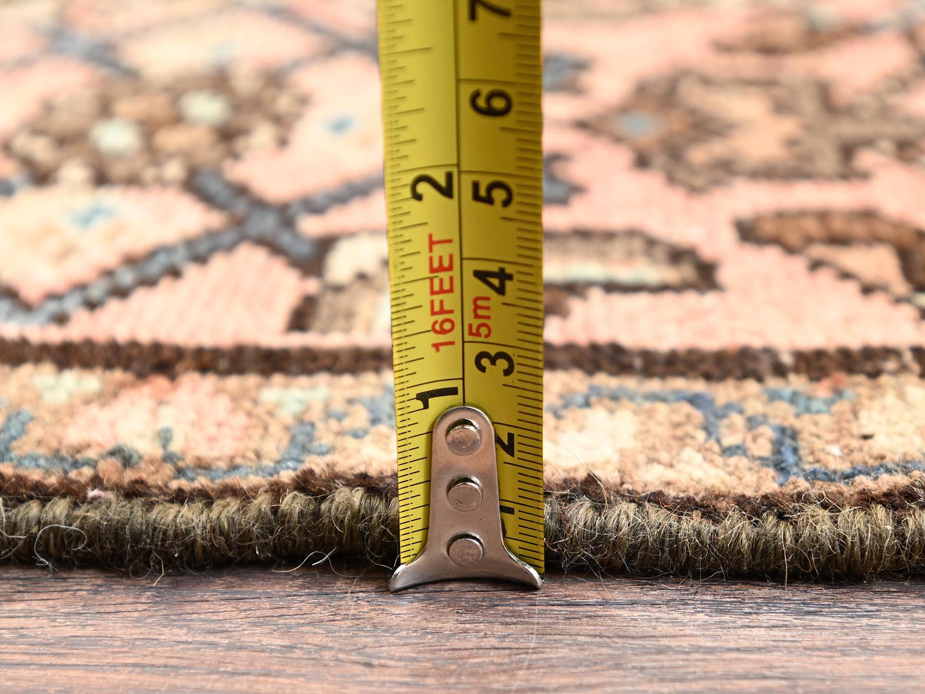 Vintage hand-knotted wool runner in Pink & Brown, 2'7" x 10'3" — SKU O01747 (view 6)