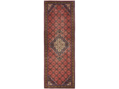 Hamadan Vintage hand-knotted wool runner in Red & Yellow, 3'2" x 9'2" — SKU O01748