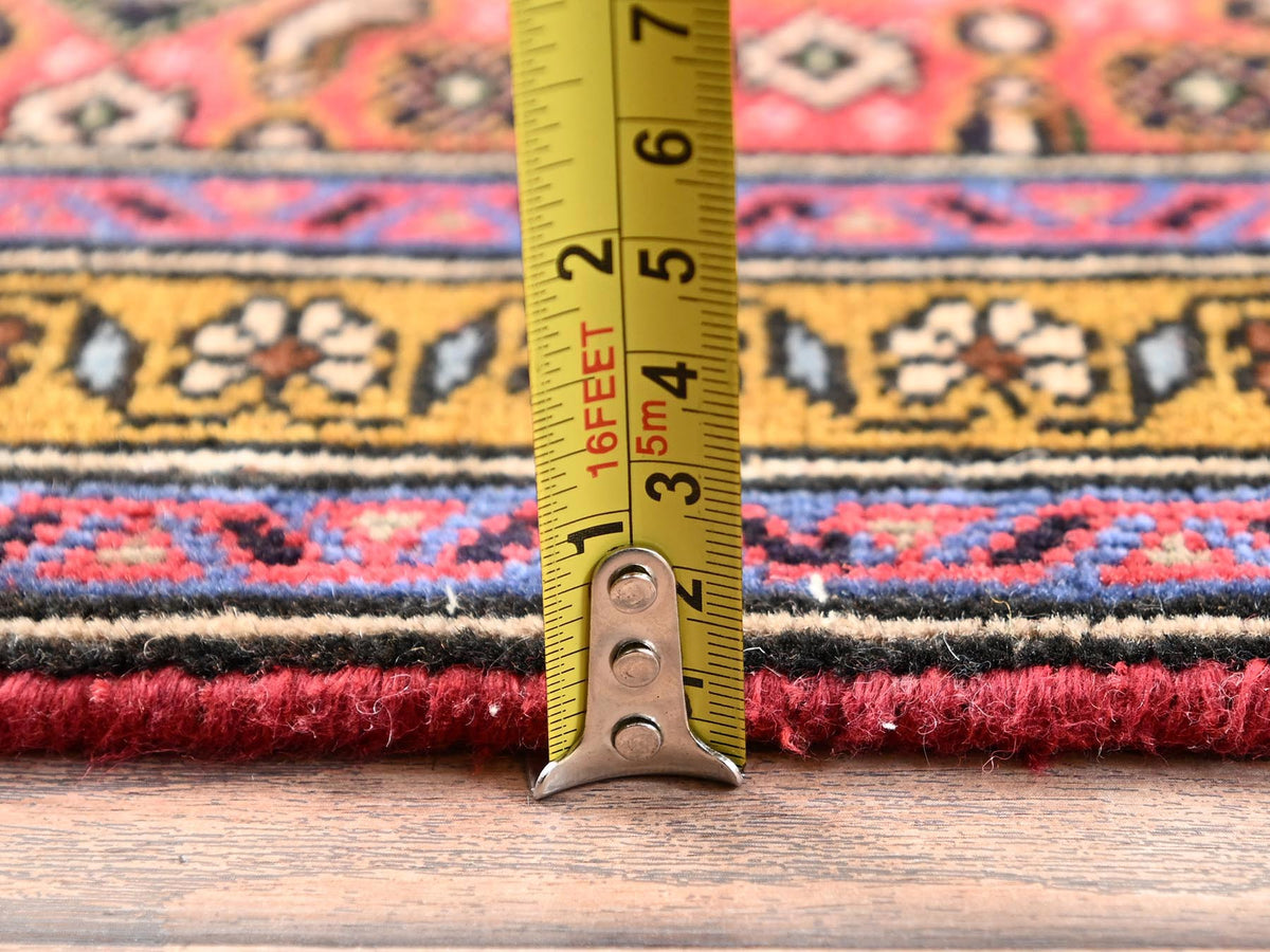 Hamadan Vintage hand-knotted wool runner in Red & Yellow, 3'2" x 9'2" — SKU O01748 (view 6)