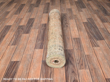 Brown 3'4" x 9'0" Vintage Hand knotted Wool Rug - Sku: O01751