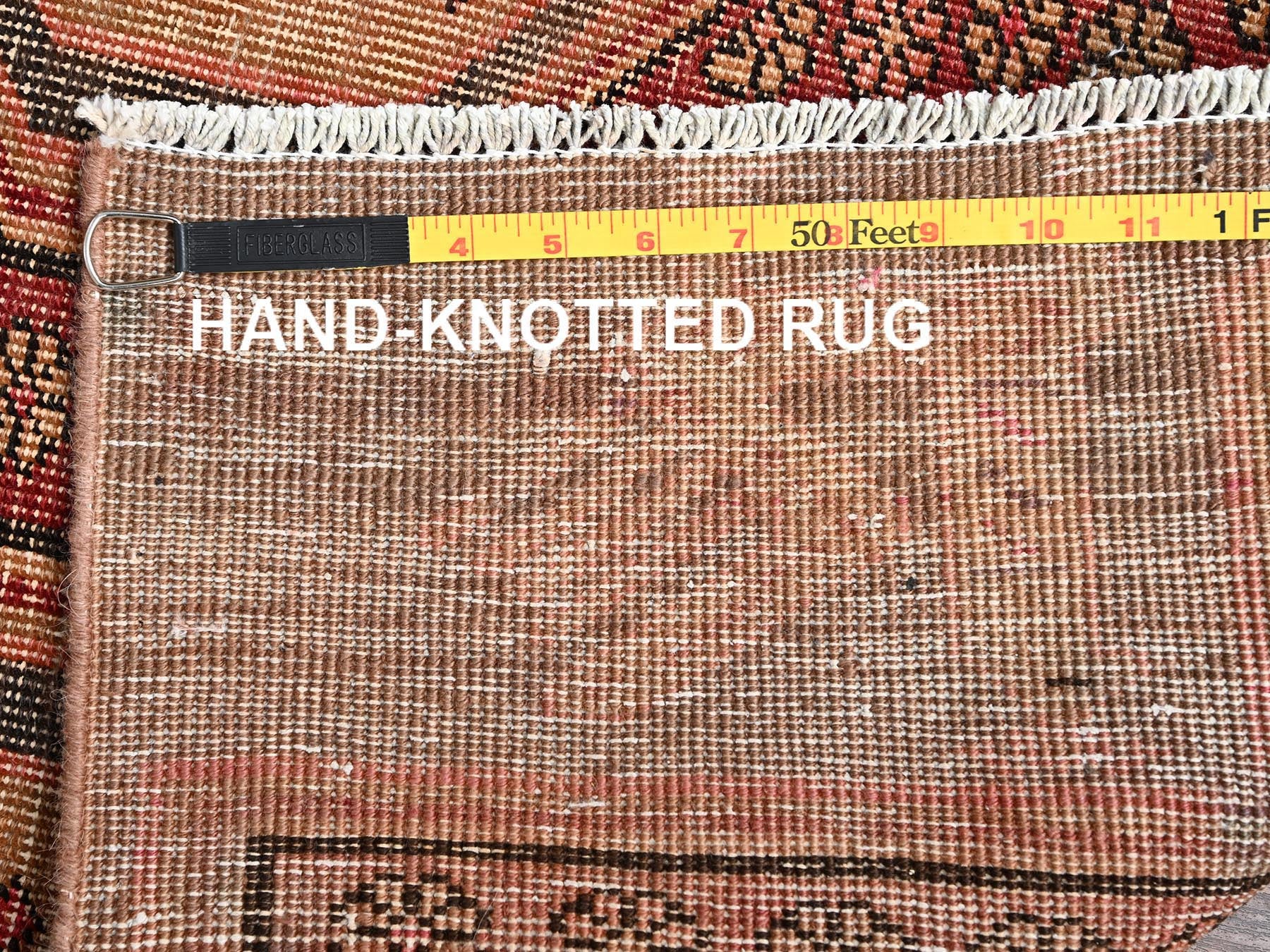 Vintage hand-knotted wool runner in Red, 2'5" x 9'5" — SKU O01752 (view 7)