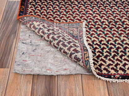 Hamadan Vintage hand-knotted wool runner in Ivory & Navy Blue, 3' x 8'10" — SKU O01753 (view 3)