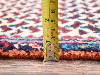 Hamadan Vintage hand-knotted wool runner in Ivory & Navy Blue, 3' x 8'10" — SKU O01753 (view 6)