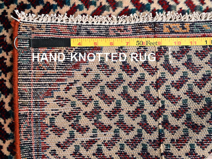 Hamadan Vintage hand-knotted wool runner in Ivory & Navy Blue, 3' x 8'10" — SKU O01753 (view 7)