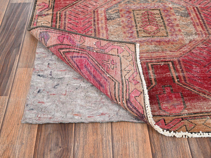 Red 2'11" x 8'10" Vintage Hand knotted Wool Rug - Sku: O01755