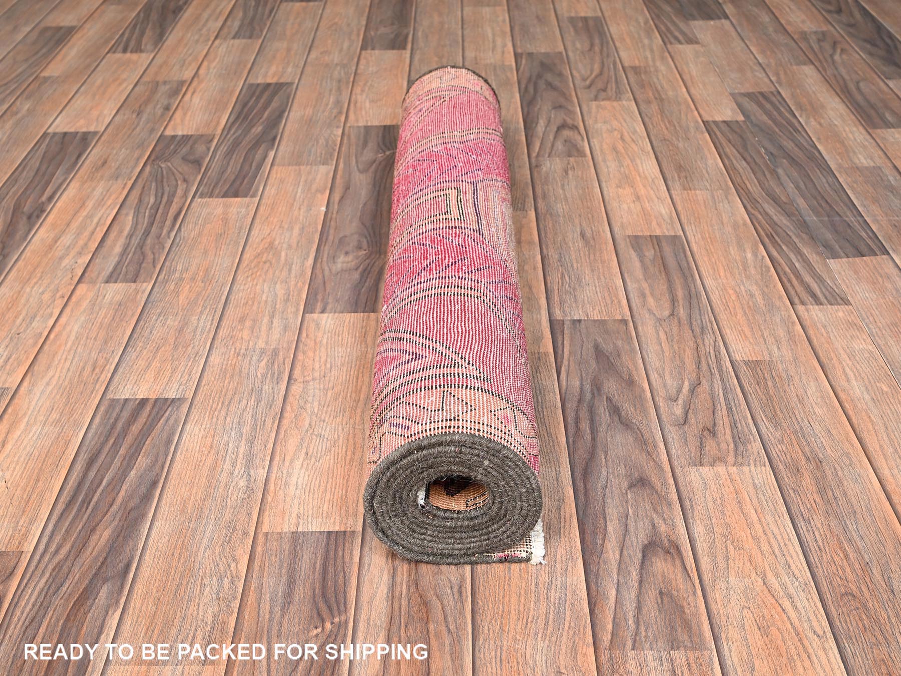 Vintage hand-knotted wool runner in Red & Brown, 2'11" x 8'10" — SKU O01755 (view 5)