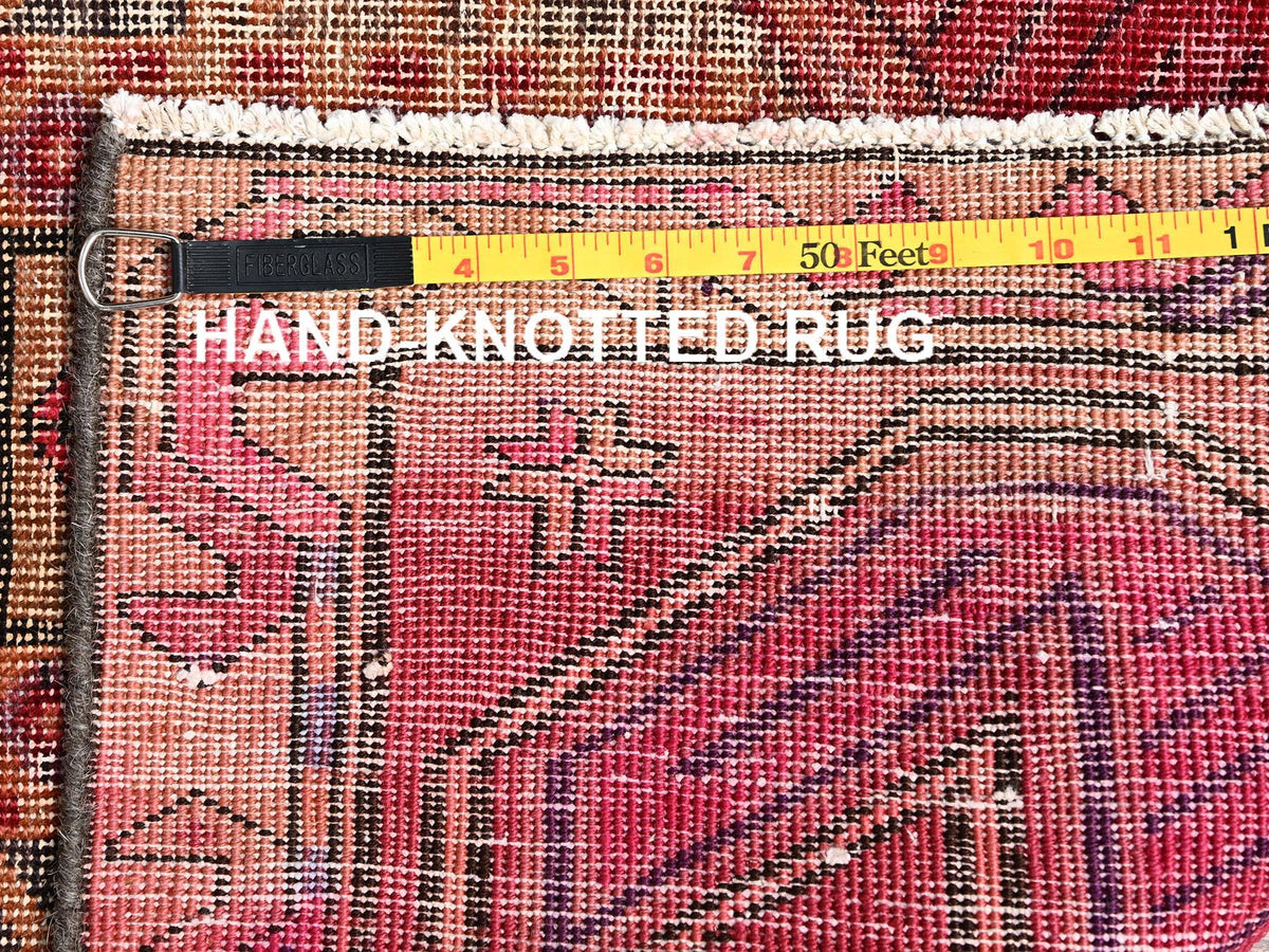 Vintage hand-knotted wool runner in Red & Brown, 2'11" x 8'10" — SKU O01755 (view 7)