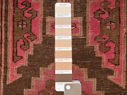 Brown 3'1" x 10'0" Vintage Hand knotted Wool Rug - Sku: O01758