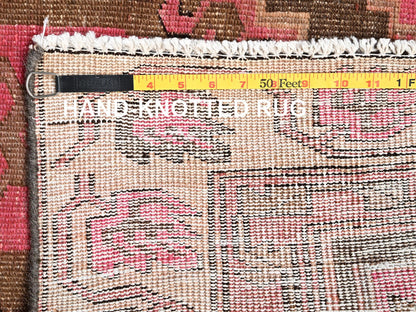Brown 3'1" x 10'0" Vintage Hand knotted Wool Rug - Sku: O01758