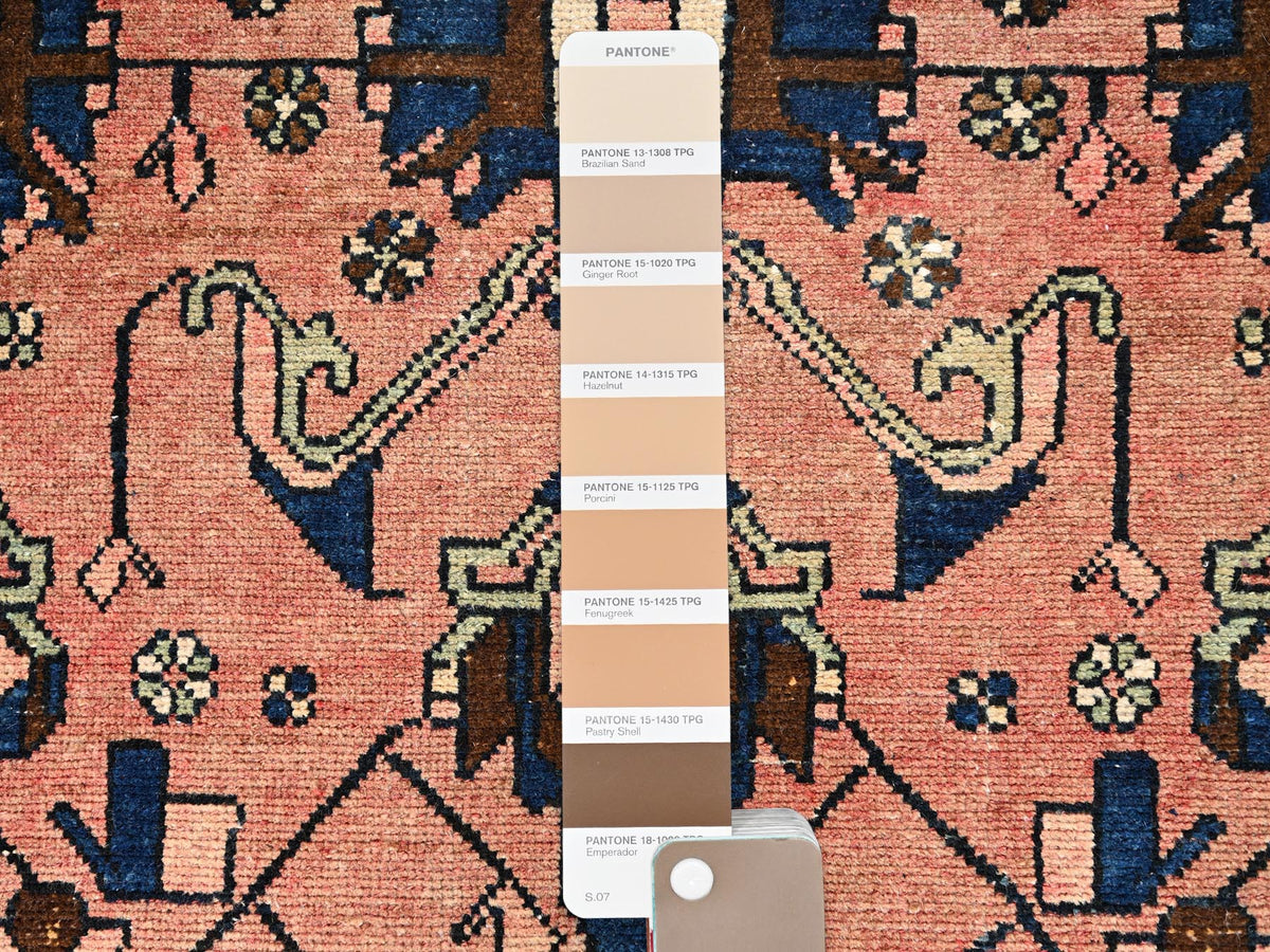 Vintage hand-knotted wool runner in Pink & Ivory, 3'1" x 9'9" — SKU O01761 (view 4)