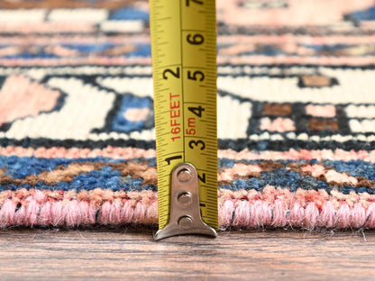 Vintage hand-knotted wool runner in Pink & Ivory, 3'1" x 9'9" — SKU O01761 (view 6)