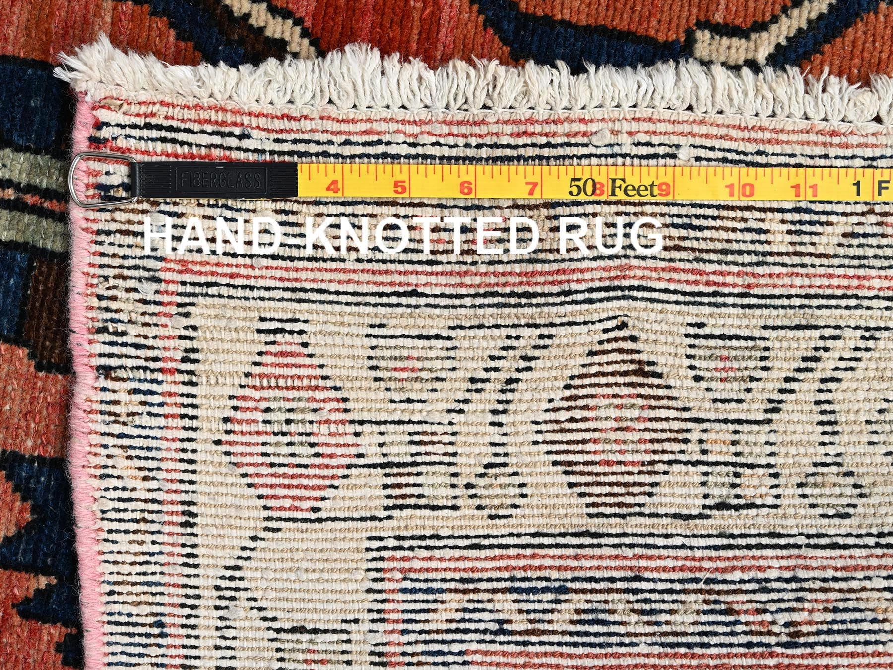 Vintage hand-knotted wool runner in Pink & Ivory, 3'1" x 9'9" — SKU O01761 (view 7)