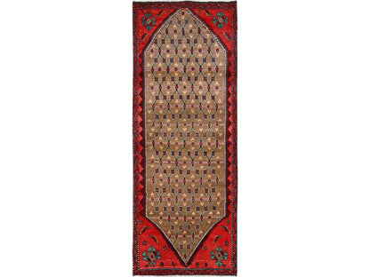 Brown 3'0" x 8'2" Vintage Hand knotted Wool Rug - Sku: O01762