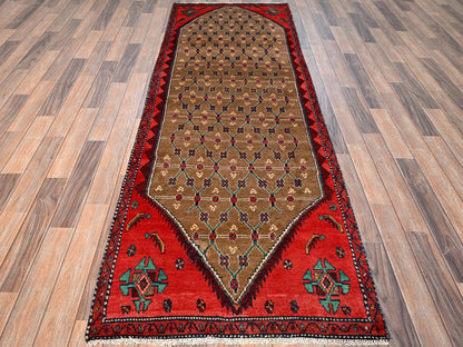 Serab Vintage hand-knotted wool runner in Brown & Red, 3' x 8'2" — SKU O01762 (view 2)