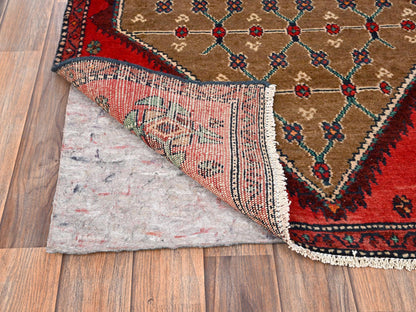 Brown 3'0" x 8'2" Vintage Hand knotted Wool Rug - Sku: O01762